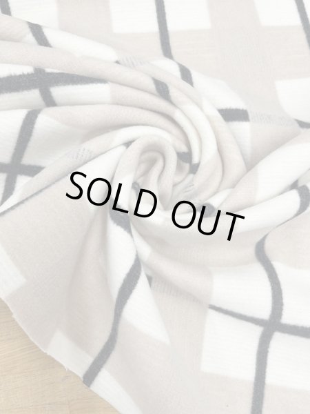 画像7: 生地：大柄チェック起毛ウール混ファブリック（白×黒×グレージュ） (7)