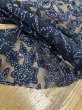 画像5: 生地：オーガンジー花柄刺繍レース（ネイビー） (5)