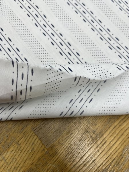 画像5: 生地：綿プリント ストライプドット（白×濃紺） (5)