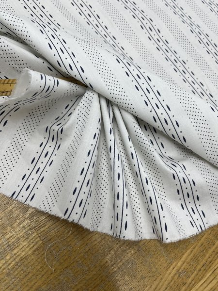 画像6: 生地：綿プリント ストライプドット（白×濃紺） (6)