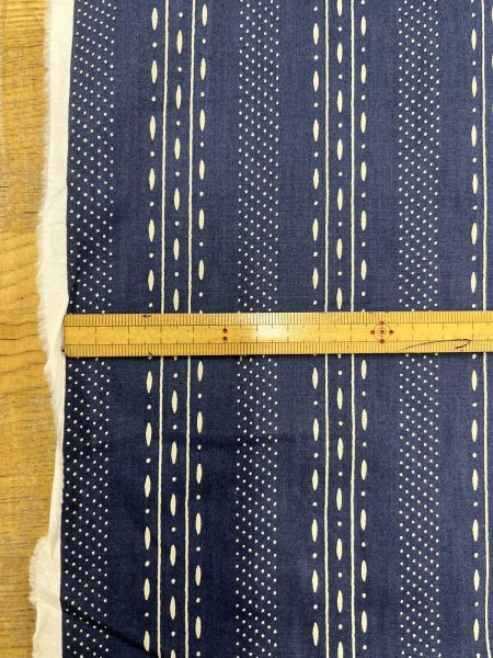 画像3: 生地：綿プリント ストライプドット（紺×ベージュ） (3)