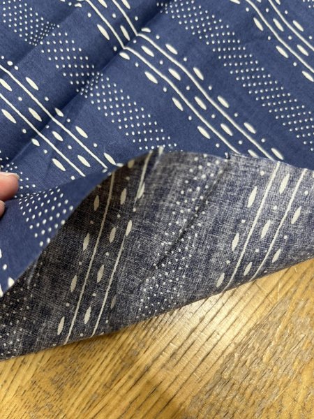 画像5: 生地：綿プリント ストライプドット（紺×ベージュ） (5)