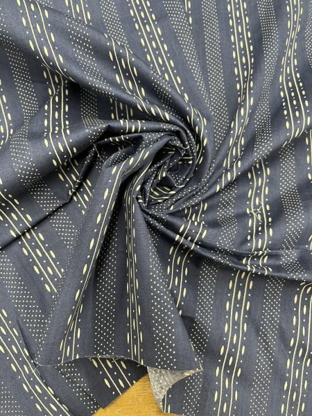 画像7: 生地：綿プリント ストライプドット（紺×ベージュ） (7)