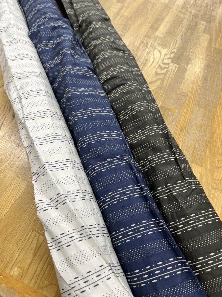 画像10: 生地：綿プリント ストライプドット（紺×ベージュ） (10)