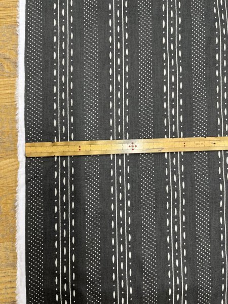 画像3: 生地：綿プリント ストライプドット（ブラック×ベージュ） (3)