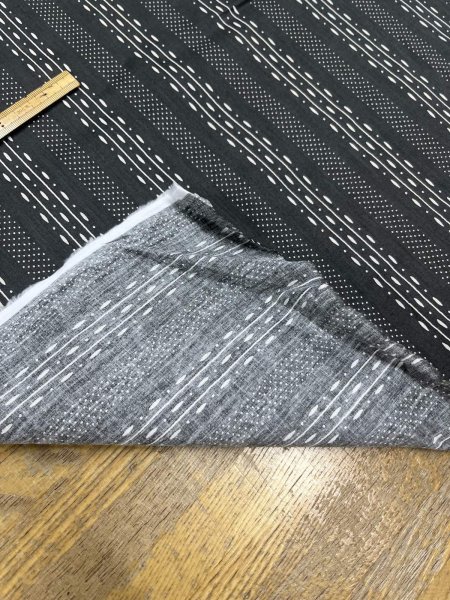 画像4: 生地：綿プリント ストライプドット（ブラック×ベージュ） (4)