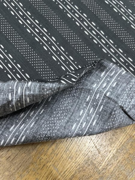 画像6: 生地：綿プリント ストライプドット（ブラック×ベージュ） (6)