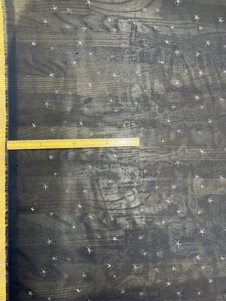 画像1: 生地：星刺繍 シフォン（ネイビー／ピンク） (1)