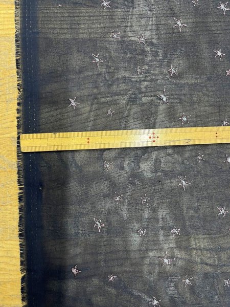 画像2: 生地：星刺繍 シフォン（ネイビー／ピンク） (2)