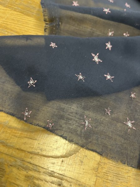 画像7: 生地：星刺繍 シフォン（ネイビー／ピンク） (7)