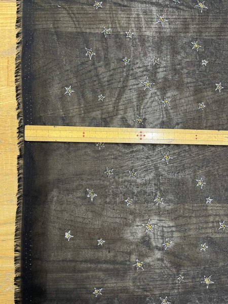 画像3: 生地：星刺繍 シフォン（ブラック／ゴールド） (3)