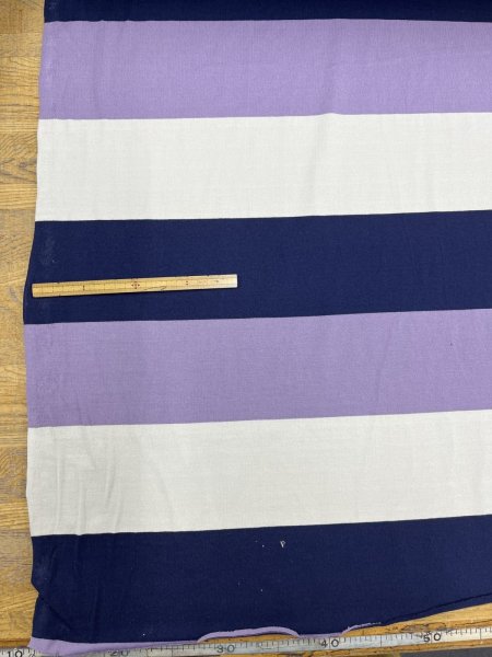 画像2: 生地：綿天竺 3色太ボーダー（白×紺×ラベンダー） (2)