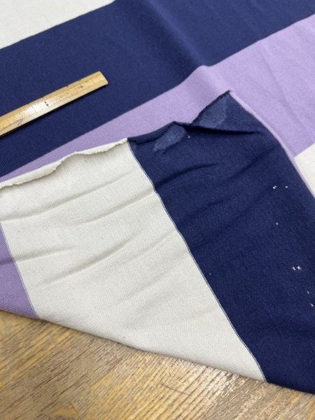 画像4: 生地：綿天竺 3色太ボーダー（白×紺×ラベンダー） (4)