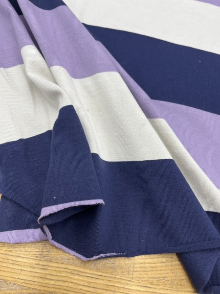 画像6: 生地：綿天竺 3色太ボーダー（白×紺×ラベンダー） (6)