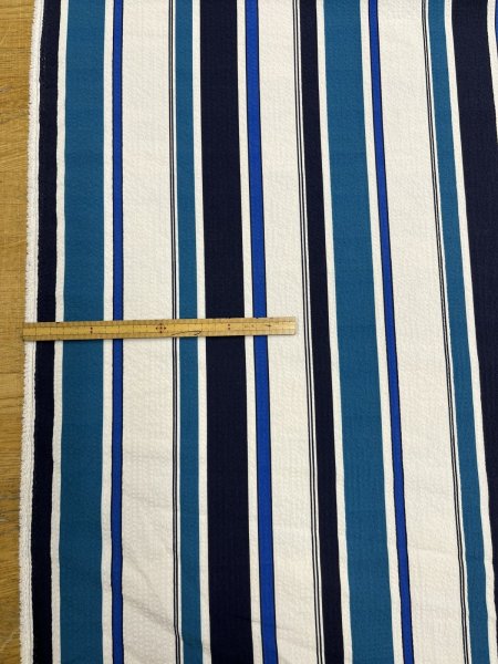 画像2: 生地：ポリエステル 2WAYストレッチ（ホワイト×ブルー） (2)