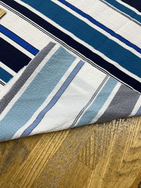 画像4: 生地：ポリエステル 2WAYストレッチ（ホワイト×ブルー） (4)