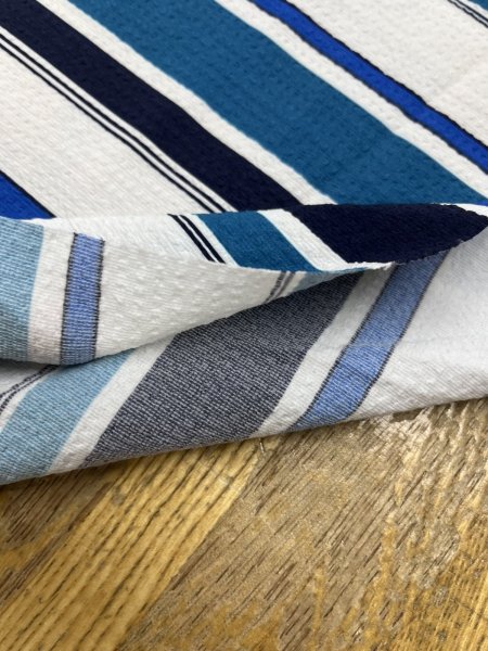 画像5: 生地：ポリエステル 2WAYストレッチ（ホワイト×ブルー） (5)