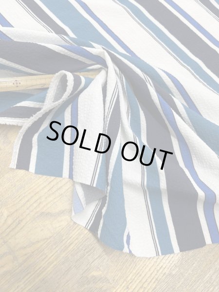 画像6: 生地：ポリエステル 2WAYストレッチ（ホワイト×ブルー） (6)