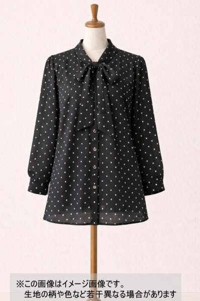 画像1: 生地：ポリエステル ジョーゼット スノーカット（黒／白ドット） (1)