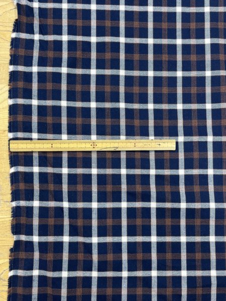 画像3: 生地：綿100％ チェック柄（紺／茶／白） (3)