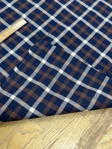 画像5: 生地：綿100％ チェック柄（紺／茶／白） (5)