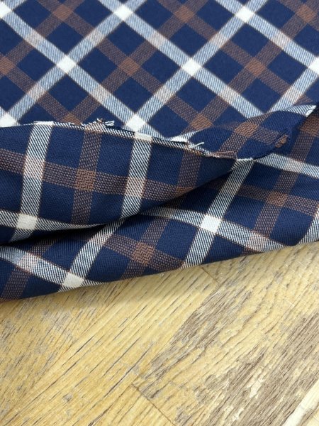 画像6: 生地：綿100％ チェック柄（紺／茶／白） (6)