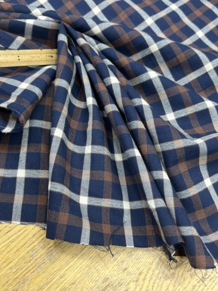 画像7: 生地：綿100％ チェック柄（紺／茶／白） (7)