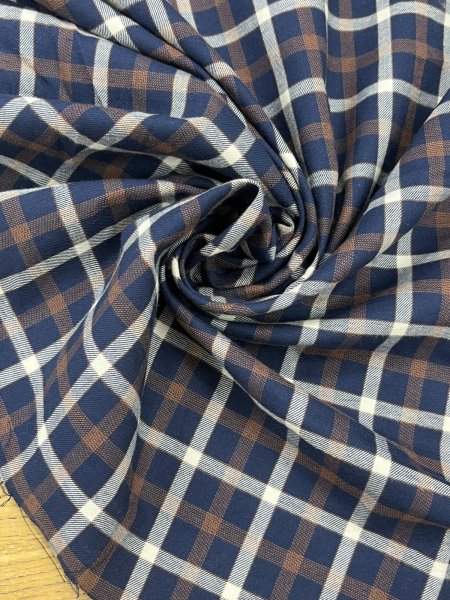 画像8: 生地：綿100％ チェック柄（紺／茶／白） (8)