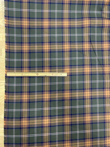 画像2: 生地：綿100％ チェック柄（カーキ／オレンジ） (2)