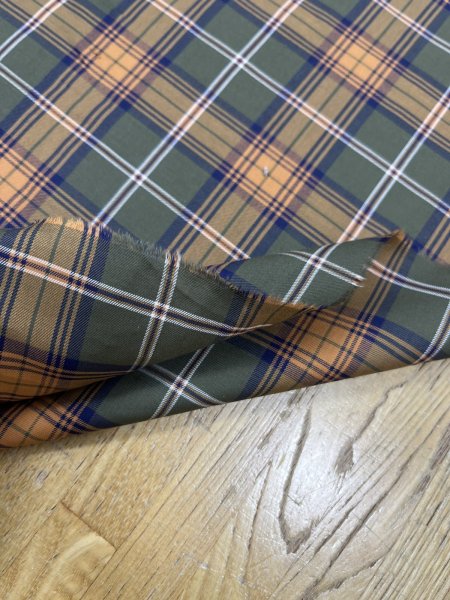 画像5: 生地：綿100％ チェック柄（カーキ／オレンジ） (5)