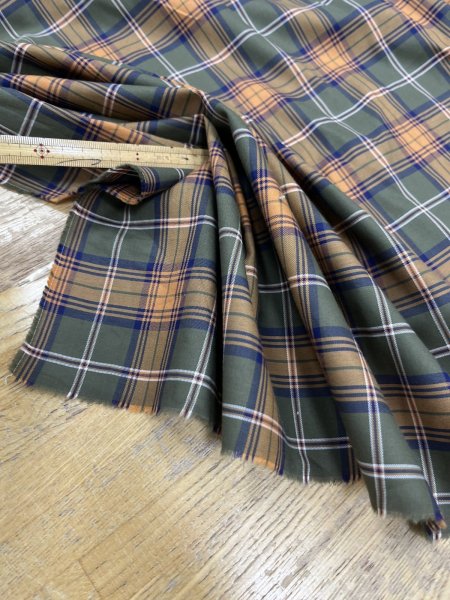 画像6: 生地：綿100％ チェック柄（カーキ／オレンジ） (6)