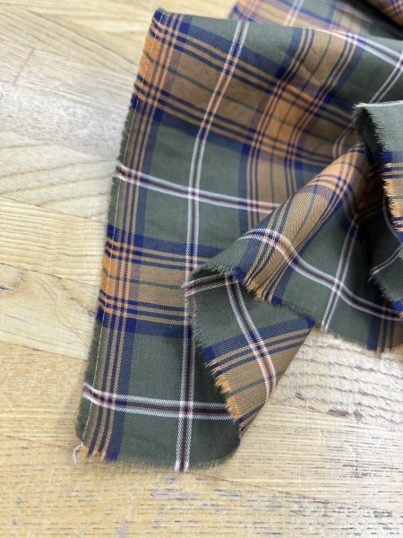 画像8: 生地：綿100％ チェック柄（カーキ／オレンジ） (8)