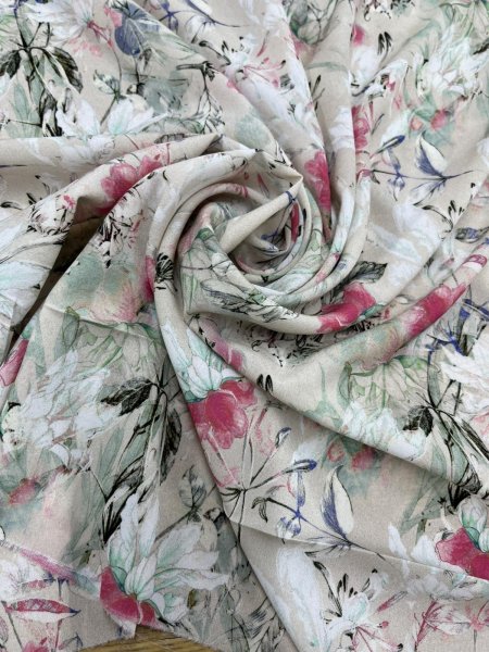 画像7: 生地：ポリエステル100％ フローラルプリント（ヴィンテージクリーム） (7)