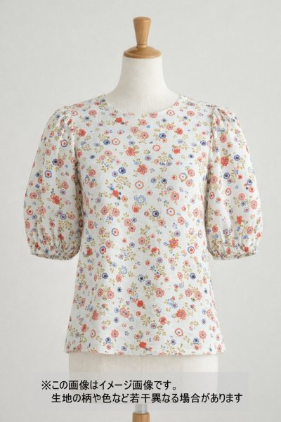 画像1: 生地：ポリエステル100％ レトロフラワー（オフホワイト） (1)