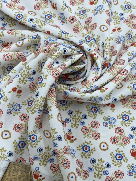 画像7: 生地：ポリエステル100％ レトロフラワー（オフホワイト） (7)