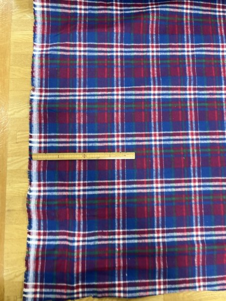 画像2: 生地：綿100％ チェック柄（赤／ブルーライン） (2)