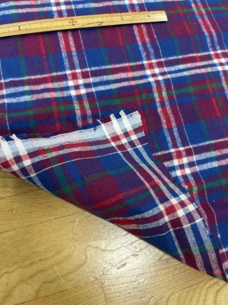 画像4: 生地：綿100％ チェック柄（赤／ブルーライン） (4)