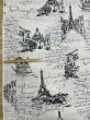 画像2: 生地：ポリエステル100％ パリ風景柄プリント（白×黒） (2)