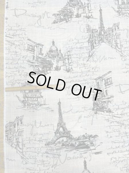 画像2: 生地：ポリエステル100％ パリ風景柄プリント（白×黒） (2)