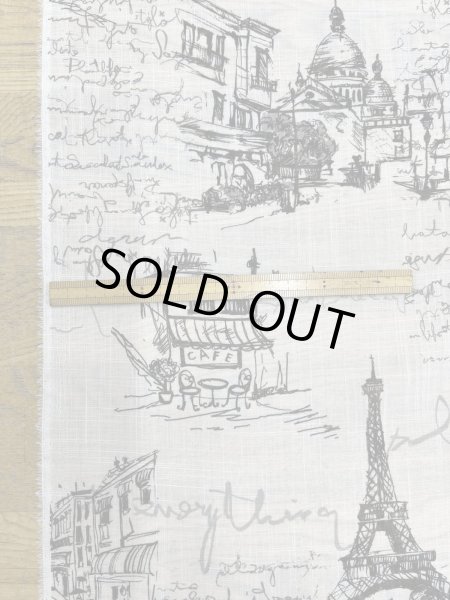 画像3: 生地：ポリエステル100％ パリ風景柄プリント（白×黒） (3)