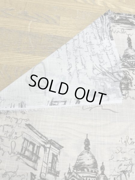 画像4: 生地：ポリエステル100％ パリ風景柄プリント（白×黒） (4)