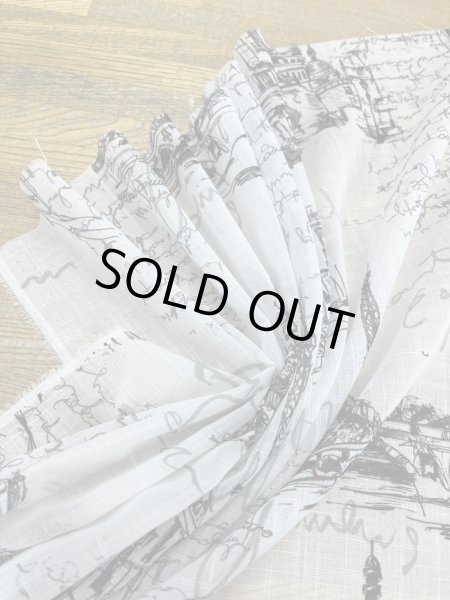 画像5: 生地：ポリエステル100％ パリ風景柄プリント（白×黒） (5)