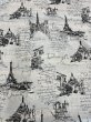 画像7: 生地：ポリエステル100％ パリ風景柄プリント（白×黒） (7)