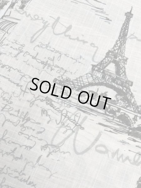 画像8: 生地：ポリエステル100％ パリ風景柄プリント（白×黒） (8)