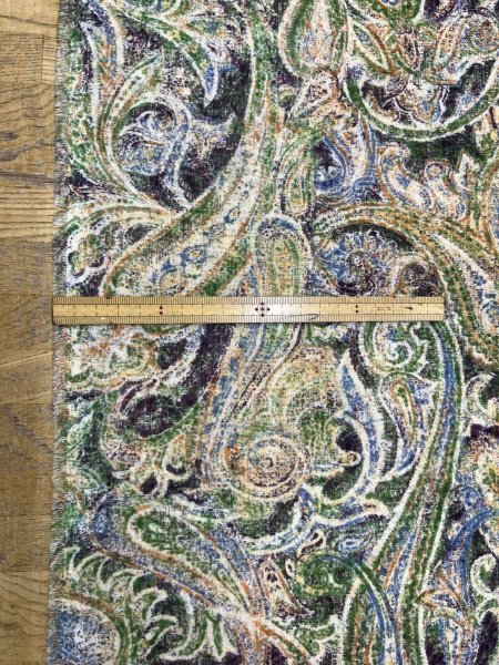画像3: 生地：ポリエステル100％ ペイズリー柄プリント（グリーン系） (3)
