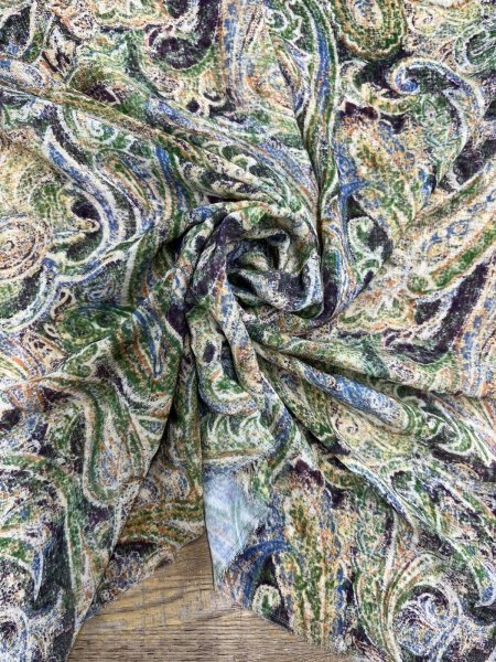 画像6: 生地：ポリエステル100％ ペイズリー柄プリント（グリーン系） (6)