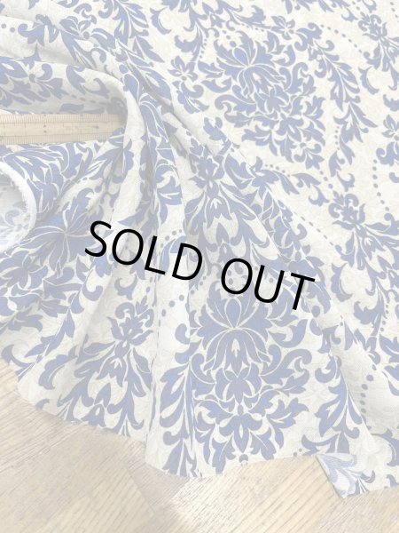 画像6: 生地：ポリエステル100％ ダマスク柄プリント（ベージュ×ブルー） (6)