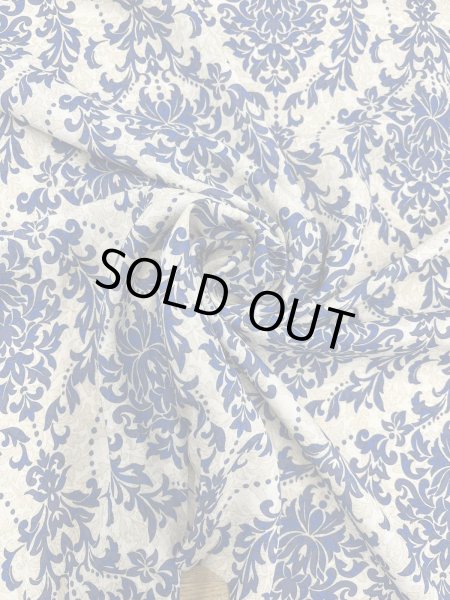 画像7: 生地：ポリエステル100％ ダマスク柄プリント（ベージュ×ブルー） (7)