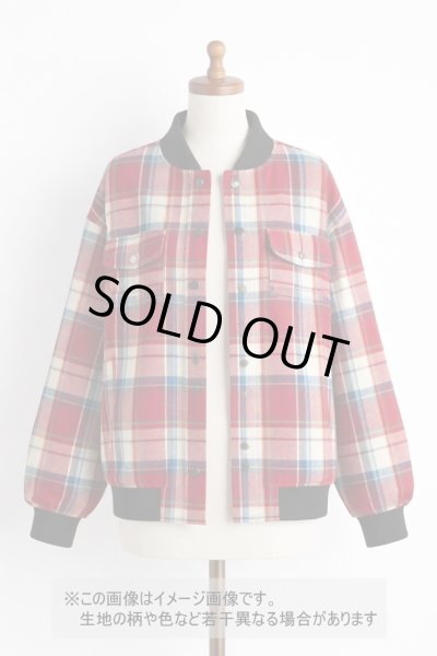 画像1: 生地：綿100%ヘビーツイルチェック柄（レッド×ブルー） (1)