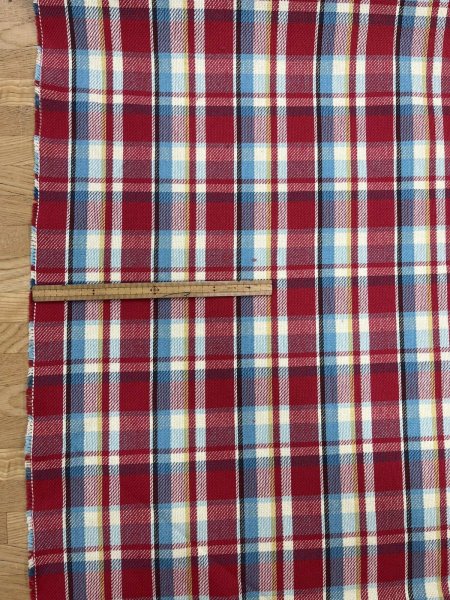 画像2: 生地：綿100%ヘビーツイルチェック柄（レッド×ブルー） (2)